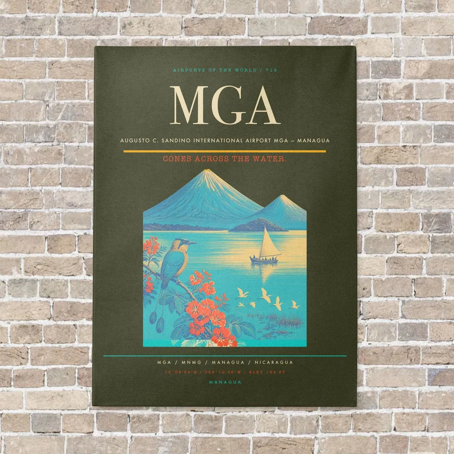 Augusto C. Sandino International Airport MGA — Managua vertical canvas print - no frame - green army background