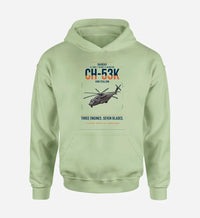 Thumbnail for Sikorsky CH-53K King Stallion design on light green double-side hoodie, single-side print