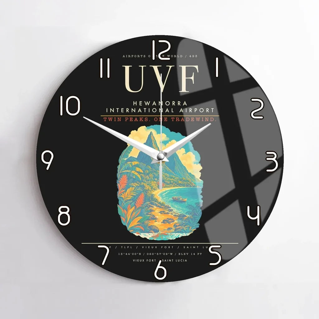 Hewanorra International Airport UVF Wall-Clock No-Frame - Black