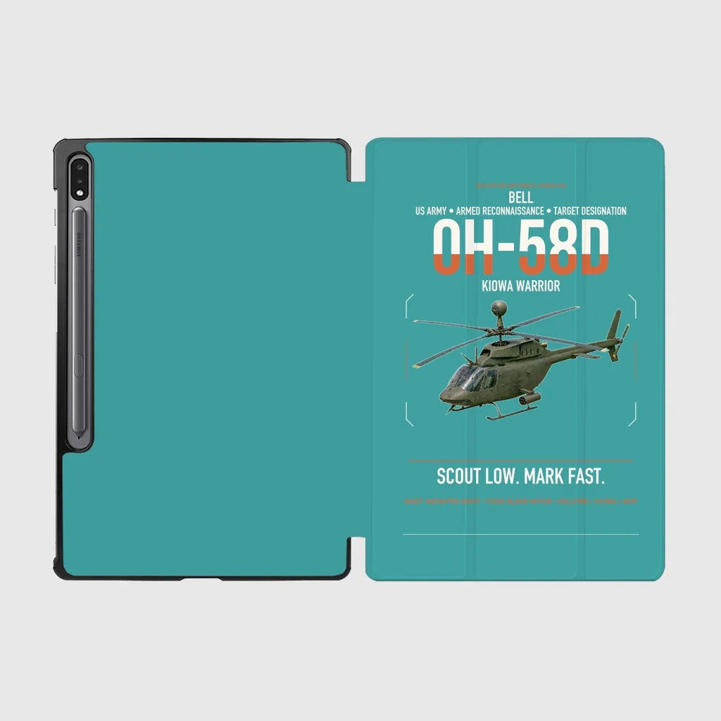 Bell OH-58D Kiowa Warrior design on turquoise samsung tablet tablet case
