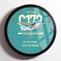 Thumbnail for Cessna 172 Skyhawk design on turquoise framed wall clock