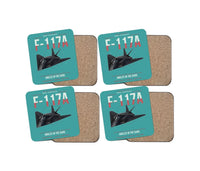 Thumbnail for F-117A Nighthawk design on turquoise 4 pieces set coaster