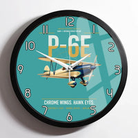 Thumbnail for Curtiss P-6E Hawk design on turquoise framed wall clock