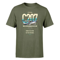 Thumbnail for Cessna T207A Stationair 8 design on green army t-shirt, single-side print