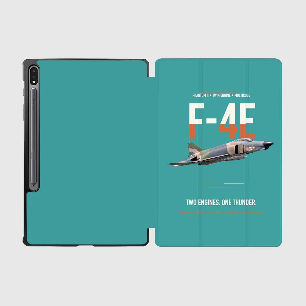 F-4E Phantom II Two Engines One Thunder design on turquoise samsung tablet tablet case