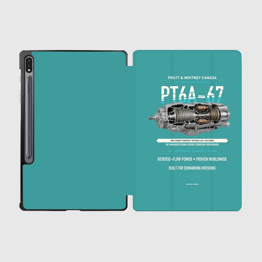 PT6A-67 design on turquoise samsung tablet tablet case