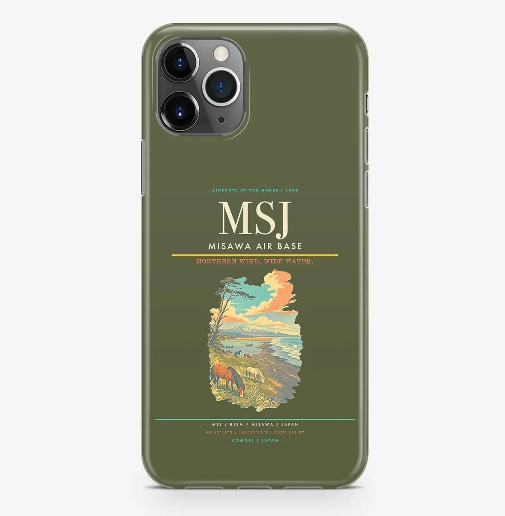 Misawa Airport (MSJ) design on green army iPhone 16 Pro MagSafe case