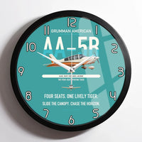 Thumbnail for Grumman American AA-5B Tiger design on turquoise framed wall clock