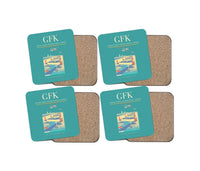 Thumbnail for Grand Forks International Airport (GFK) design on turquoise 4 pieces set coaster