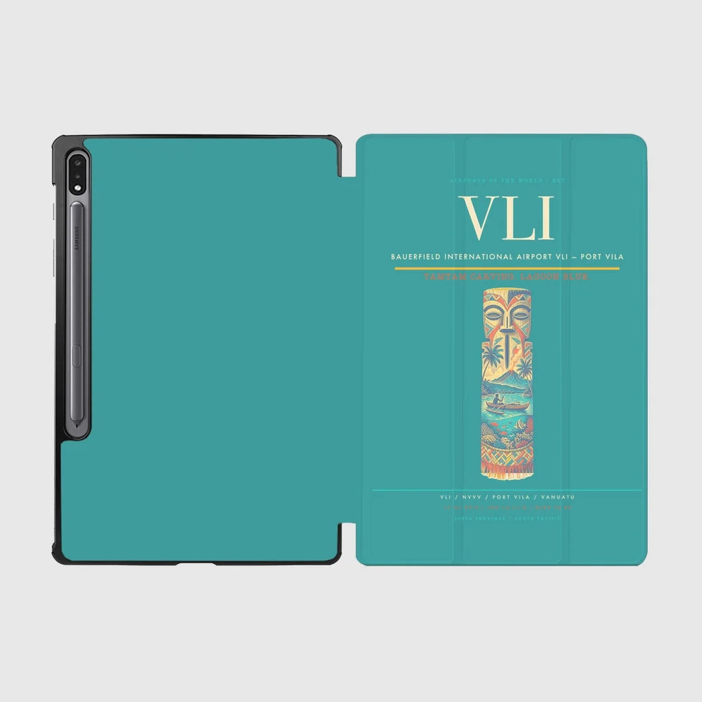 Bauerfield International Airport (VLI) design on turquoise samsung tablet tablet case