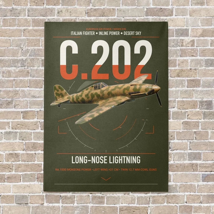 Macchi C.202 Folgore vertical canvas print - no frame - green army background