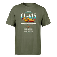 Thumbnail for Canadair CL-415 design on green army t-shirt, single-side print
