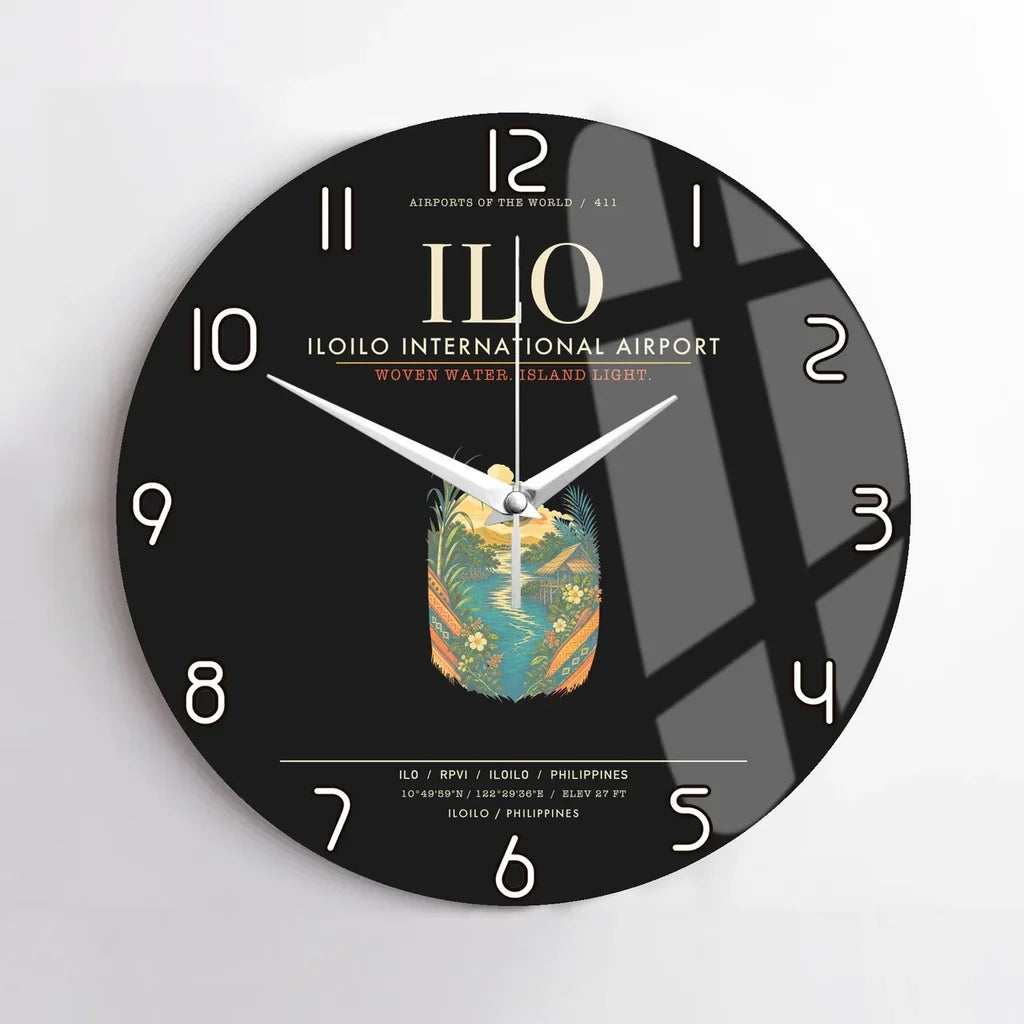 Iloilo International Airport ILO Wall-Clock No-Frame - Black