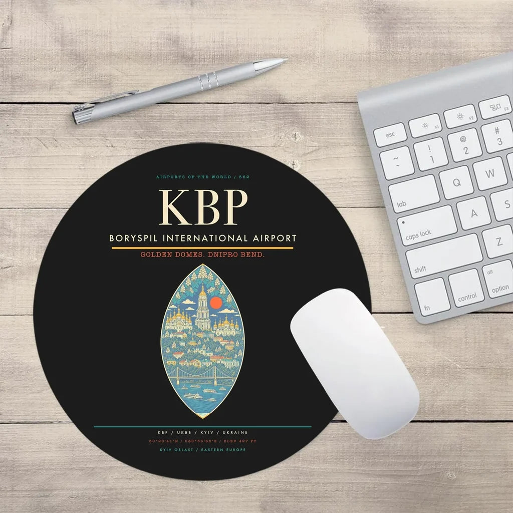 Boryspil International Airport KBP Mouse-Pad Round - Black