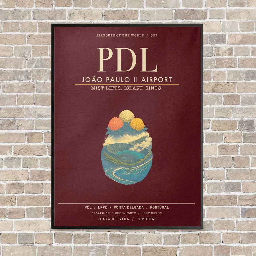 Joao Paulo II Airport PDL - Canvas Framed - Dark Red