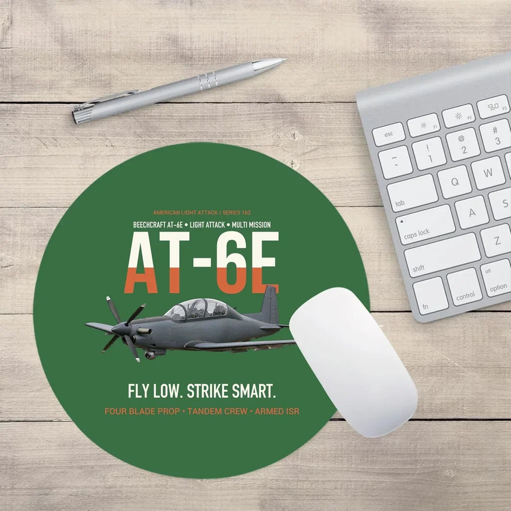 AT-6E Wolverine Light Attack design on green round mouse pad