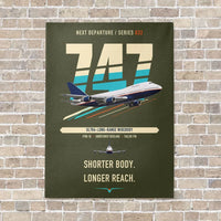 Thumbnail for Boeing 747SP vertical canvas print - no frame - green army background