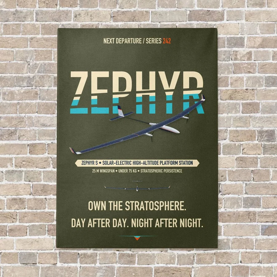 Airbus Zephyr S vertical canvas print - no frame - green army background