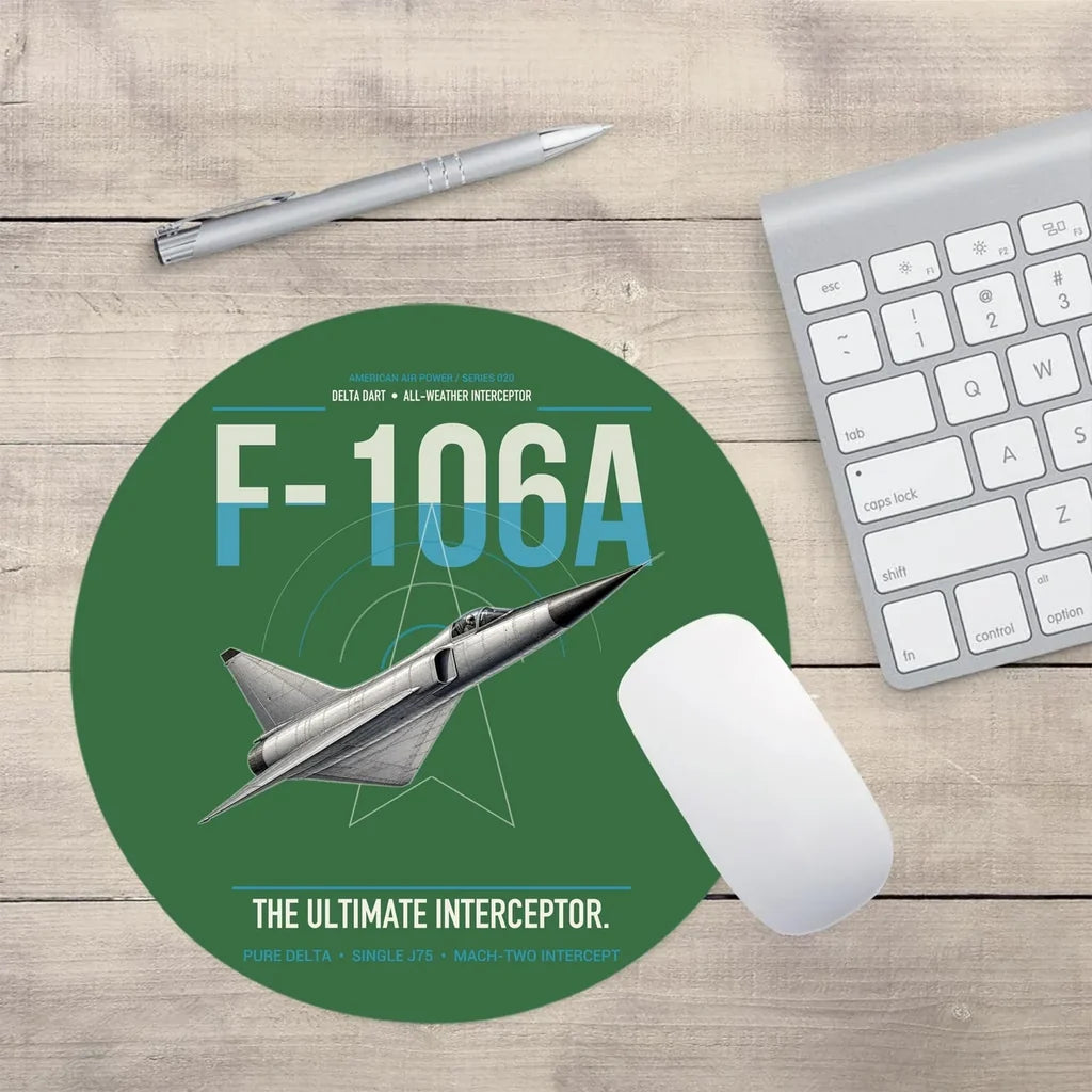 F-106A Delta Dart design on green round mouse pad