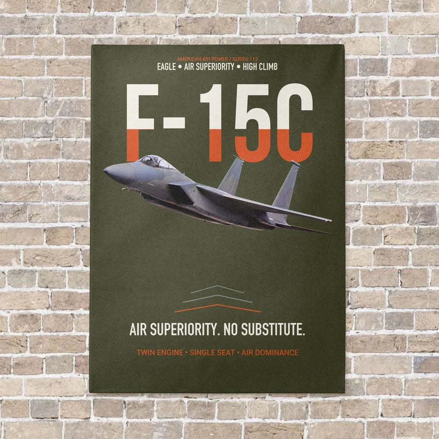 F-15C Eagle Air Superiority No Substitute vertical canvas print - no frame - green army background