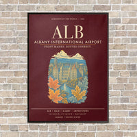 Thumbnail for Albany International Airport ALB - Canvas Framed - Dark Red
