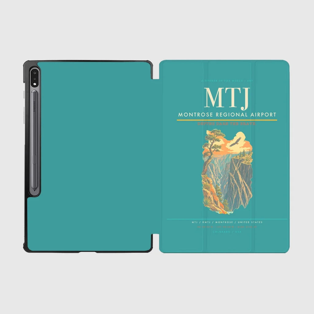 Montrose Regional Airport (MTJ) design on turquoise samsung tablet tablet case