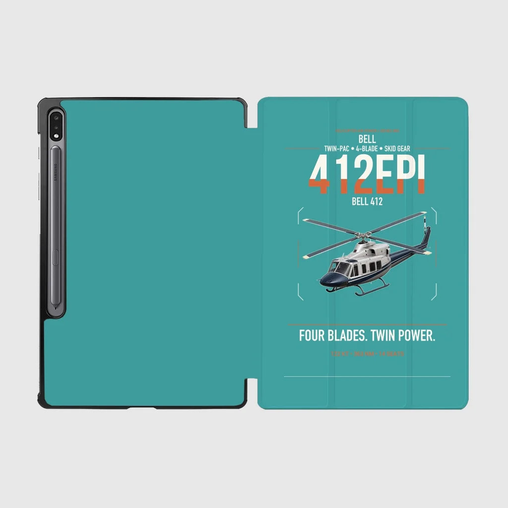 Bell 412EPI design on turquoise samsung tablet tablet case