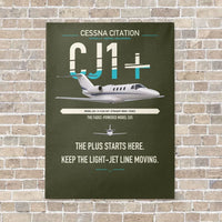 Thumbnail for Cessna Citation CJ1+ vertical canvas print - no frame - green army background