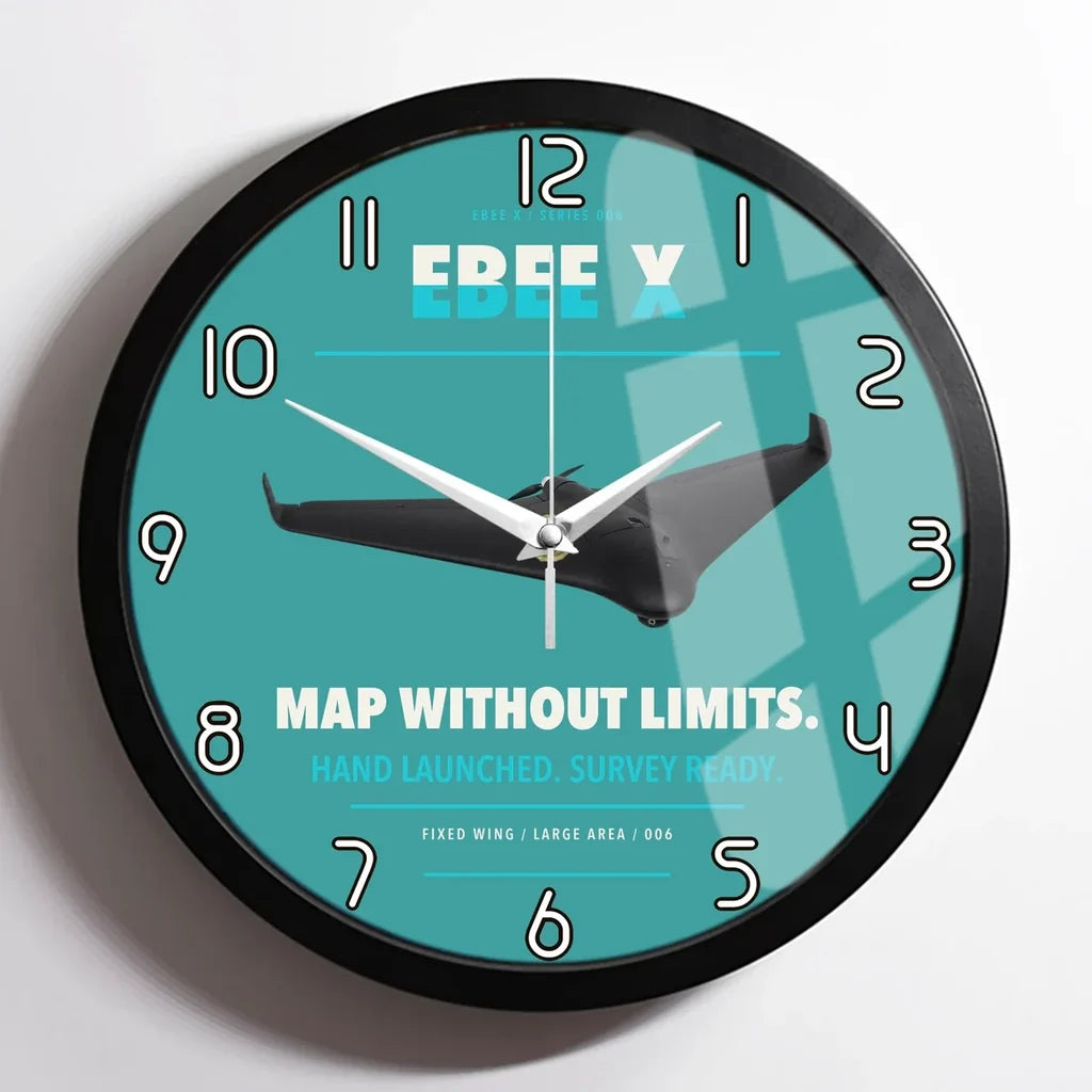 AgEagle eBee X design on turquoise framed wall clock