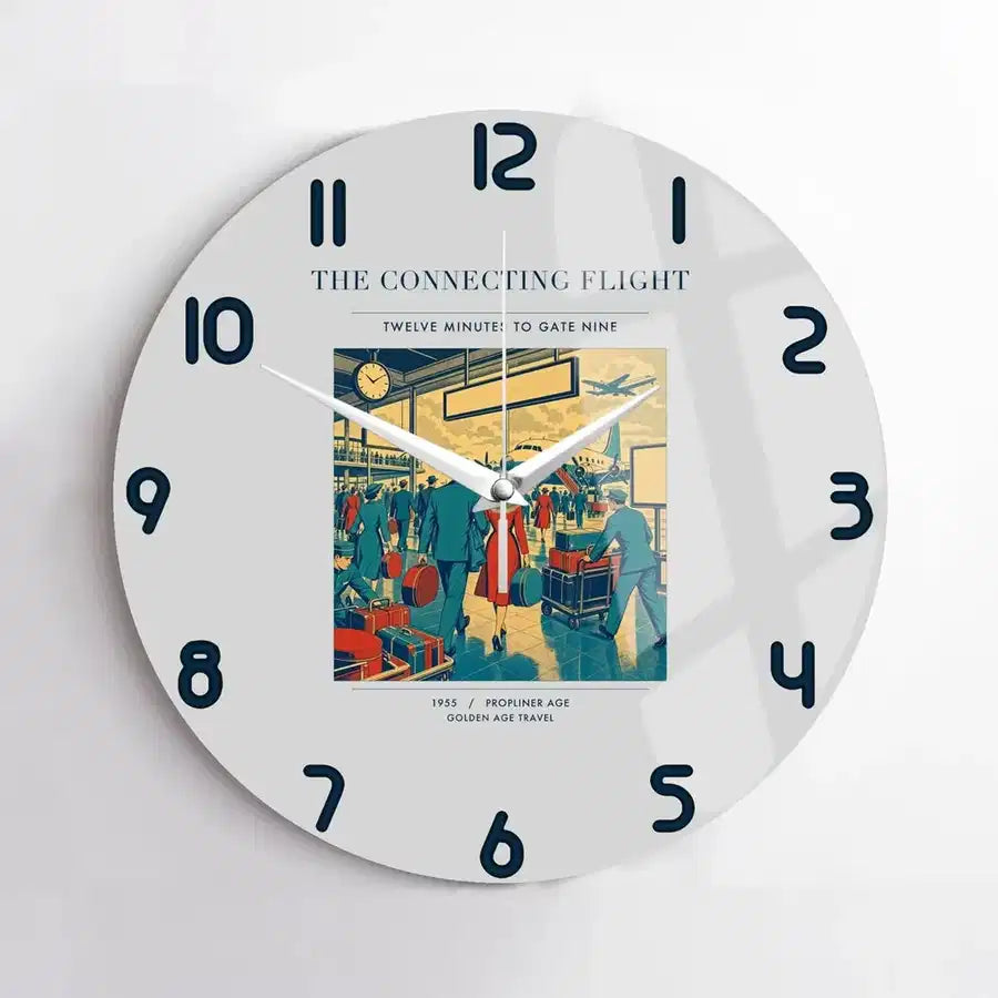 VINTAGE G4088 - The Connecting Flight - Designed Wall Clocks design on lightgray no-frame
