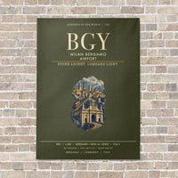 Thumbnail for Milan Bergamo Airport BGY vertical canvas print - no frame - green army background