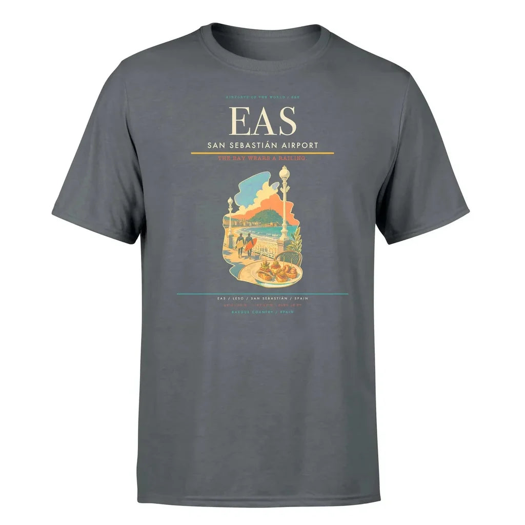 San Sebastián Airport (EAS) T-Shirt single-side front print in Gray | san-sebastián-airport-eas-double-side-t-shirt