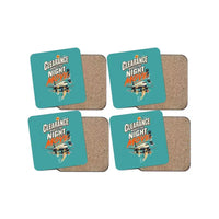 Thumbnail for Clearance Makes The Night Move design on turquoise 4 pieces set coaster