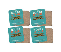 Thumbnail for B-25J Mitchell design on turquoise 4 pieces set coaster