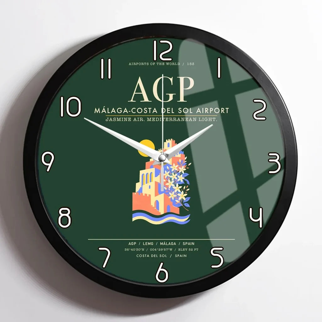 Malaga-Costa del Sol Airport AGP Wall-Clock Framed - Dark Green