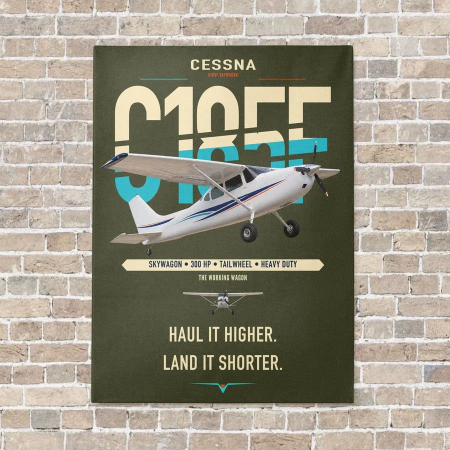 Cessna A185F Skywagon vertical canvas print - no frame - green army background