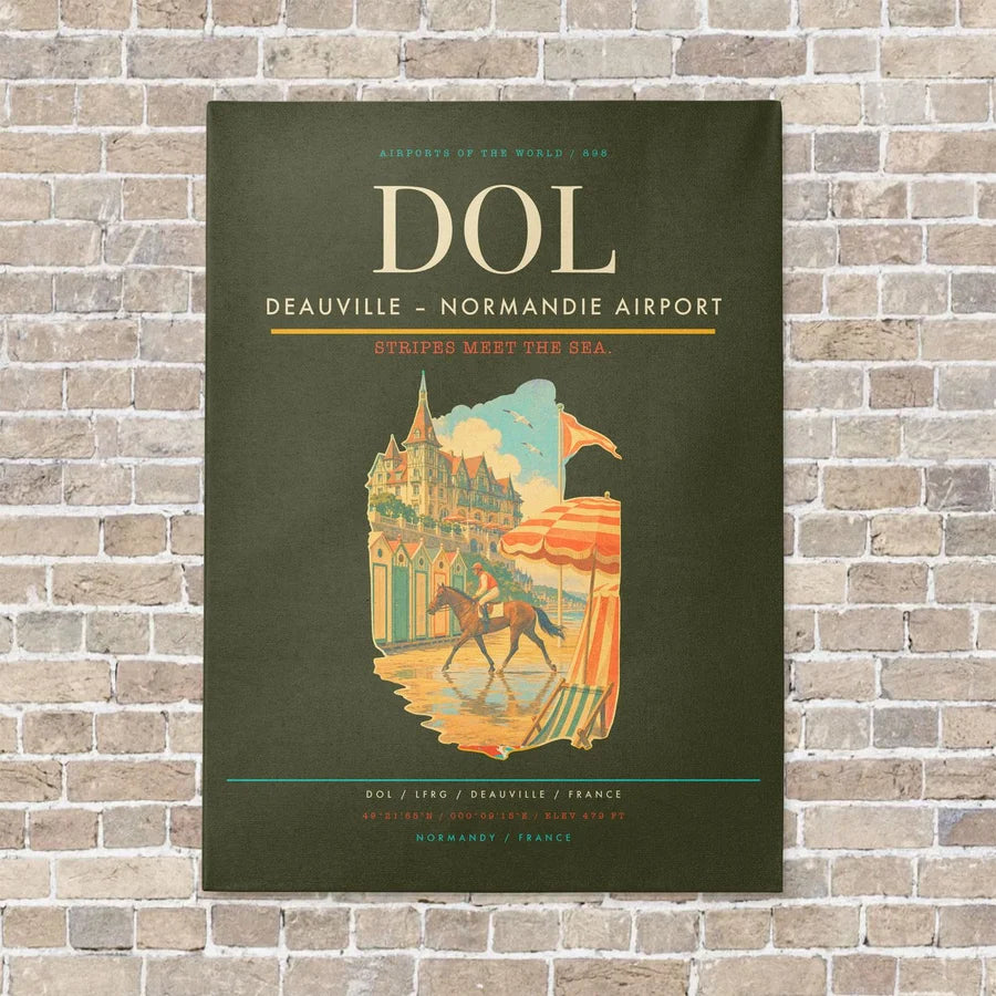 Deauville – Normandie Airport DOL vertical canvas print - no frame - green army background