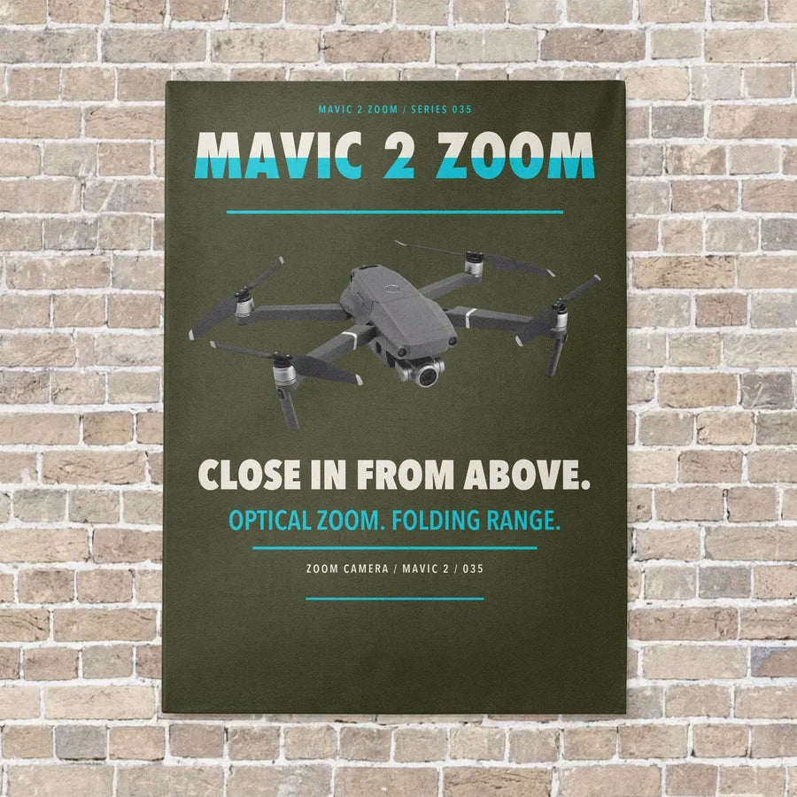 DJI Mavic 2 Zoom vertical canvas print - no frame - green army background