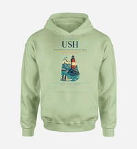 Thumbnail for Malvinas Argentinas International Airport (USH) design on light green hoodie single-side print