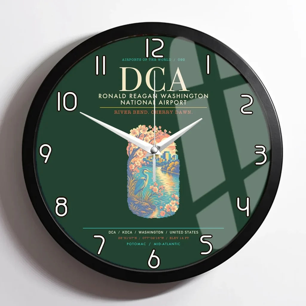 Ronald Reagan Washington National Airport DCA Wall-Clock Framed - Dark Green