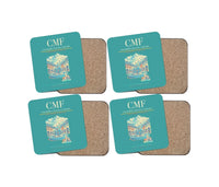 Thumbnail for Chambéry-Savoie Airport (CMF) design on turquoise 4 pieces set coaster
