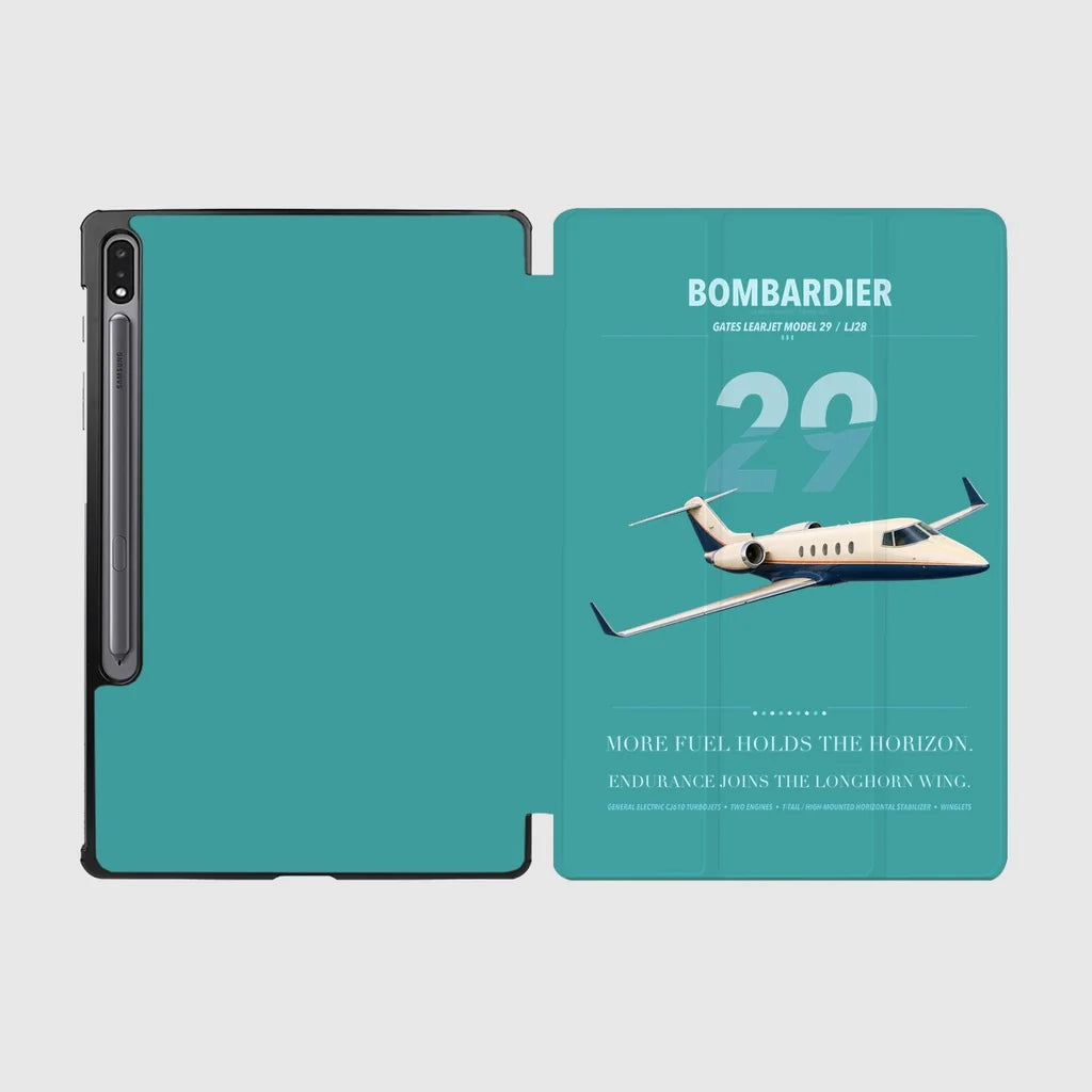 Bombardier Learjet 29 design on turquoise samsung tablet tablet case