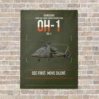 Thumbnail for Kawasaki OH-1 vertical canvas print - no frame - green army background
