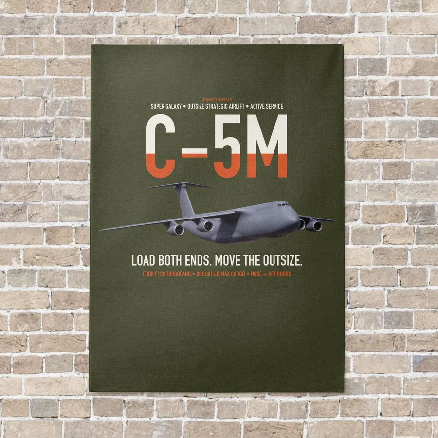 C-5M Super Galaxy vertical canvas print - no frame - green army background