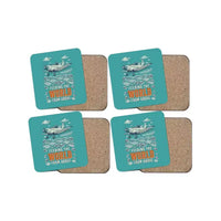 Thumbnail for Feeding The World From Above design on turquoise 4 pieces set coaster