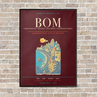 Thumbnail for Chhatrapati Shivaji Maharaj International Airport Mumbai BOM - Canvas Framed - Dark Red