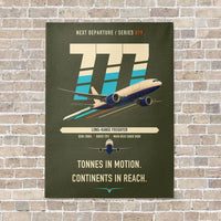 Thumbnail for Boeing 777F vertical canvas print - no frame - green army background