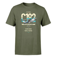 Thumbnail for Cessna 182 Skylane design on green army t-shirt, single-side print