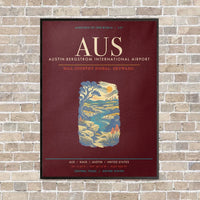 Thumbnail for Austin-Bergstrom International Airport AUS - Canvas Framed - Dark Red