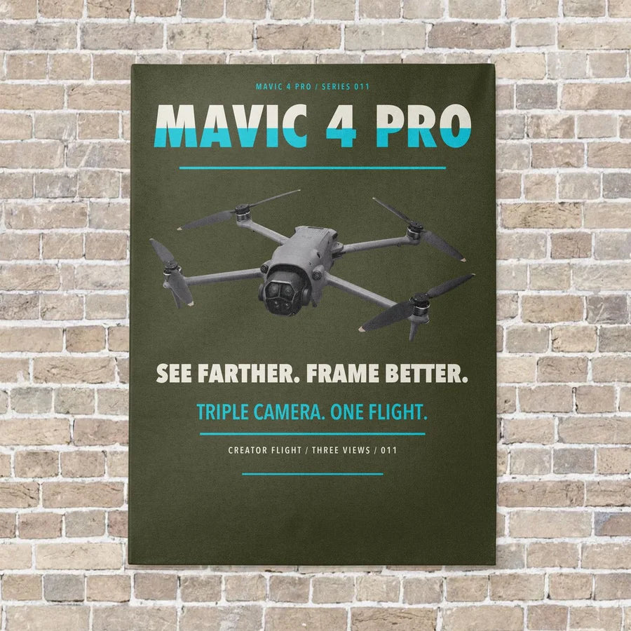 DJI Mavic 4 Pro vertical canvas print - no frame - green army background